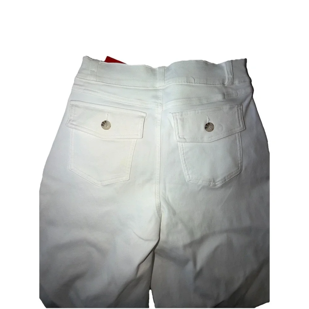 NWT SPANX 20312R Stretch Twill Cropped Wide Leg in Bright White Pants M - Picture 6 of 12